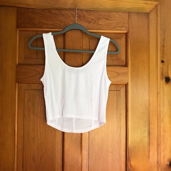 KNOW ONE CARES white crop top, size Medium. - Picture 3 of 4